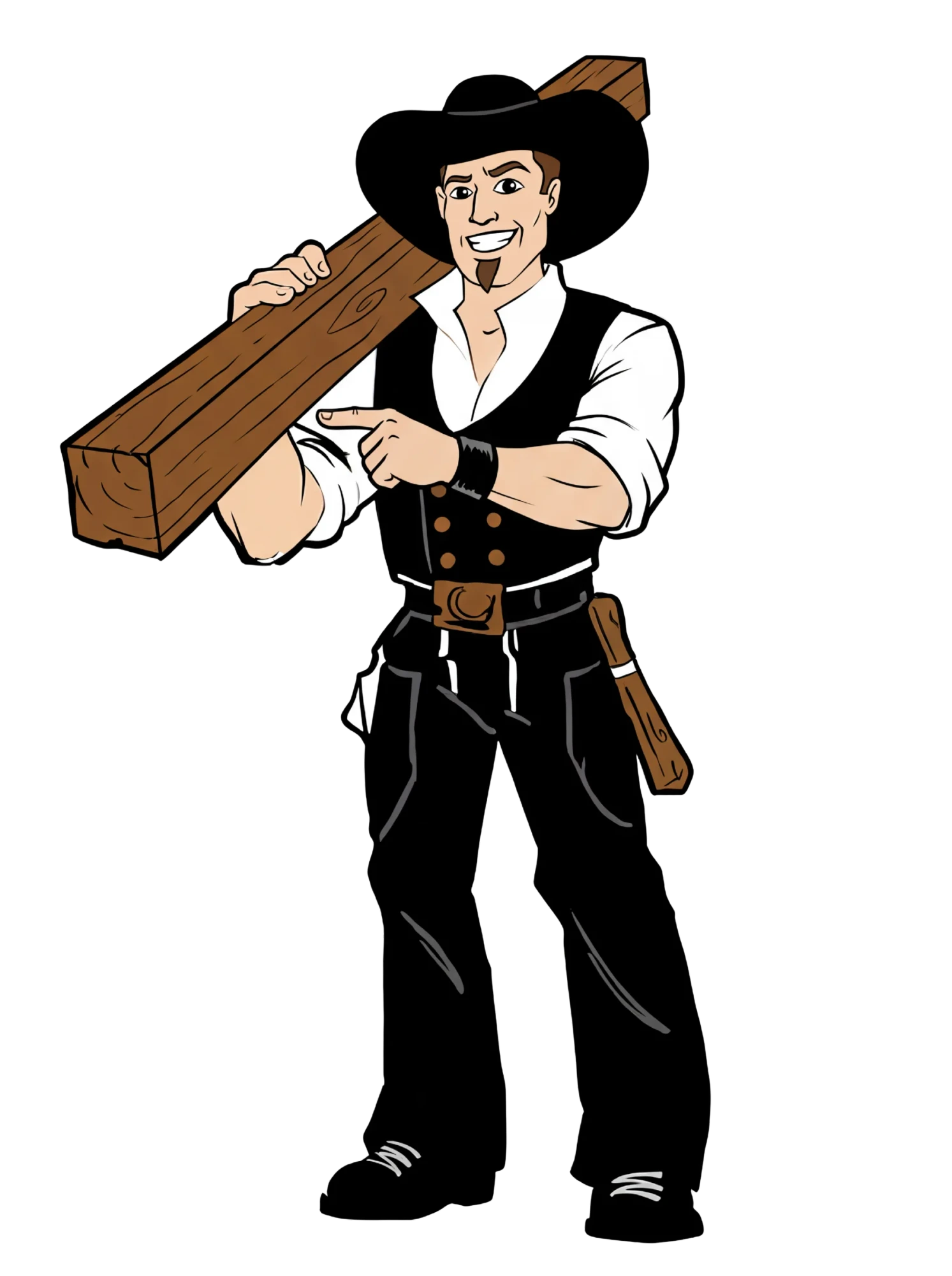 Der Holzprofi – Zimmermeister zeigend